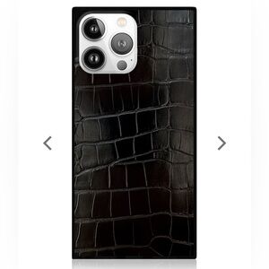 Flaunt SQUARE® Black Crocodile Faux Leather phone Case - iPhone 16 Pro